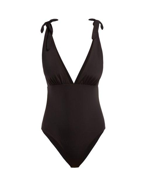 Matchesfashion.com Mara Hoffman - Daphne Deep V Neck Swimsuit - Womens - Black