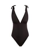 Matchesfashion.com Mara Hoffman - Daphne Deep V Neck Swimsuit - Womens - Black