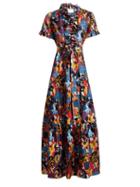 Matchesfashion.com La Doublej - Long & Sassy Tie Waist Floral Print Silk Dress - Womens - Multi