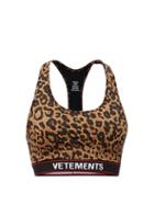 Matchesfashion.com Vetements - Logo-jacquard Leopard-print Crop Top - Womens - Leopard