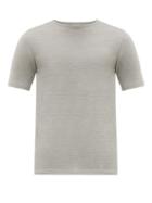Matchesfashion.com Ashmei - Logo Print Merino Wool Blend T Shirt - Mens - Grey