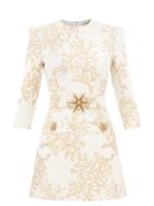 Andrew Gn - Embellished Coral-jacquard Dress - Womens - White Gold