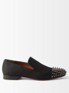Christian Louboutin - Spooky Logo-embroidered Studded Loafers - Mens - Black