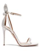 Matchesfashion.com Aquazzura - Crystal-embellished And Bow Satin Heeled Sandals - Womens - White