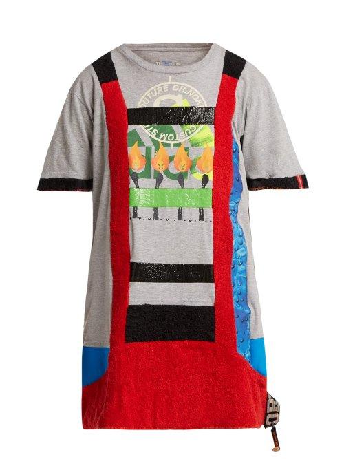 Matchesfashion.com Noki - Matchstick Print Cotton T Shirt Dress - Womens - Grey Multi