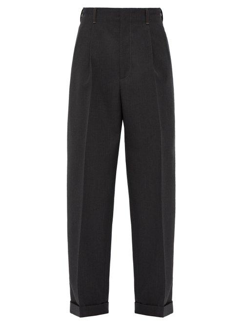 Matchesfashion.com Gucci - Wide Leg Wool Twill Trousers - Mens - Grey