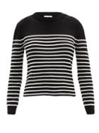 Ladies Rtw Saint Laurent - Striped Cotton-blend Sweater - Womens - Black White