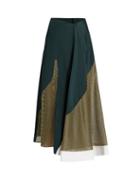 Esteban Cortázar Lam-panelled Silk-crepe Skirt