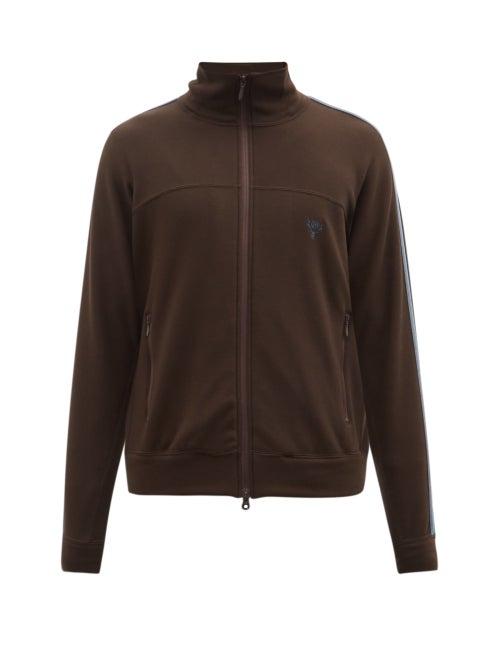 South2 West8 - Side-stripe Jersey Zipped Jacket - Mens - Brown