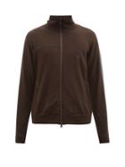South2 West8 - Side-stripe Jersey Zipped Jacket - Mens - Brown