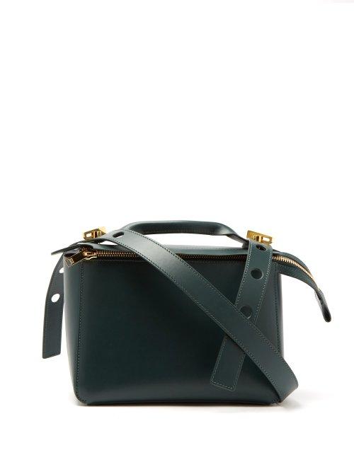 Matchesfashion.com Sophie Hulme - Bolt Leather Shoulder Bag - Womens - Dark Green