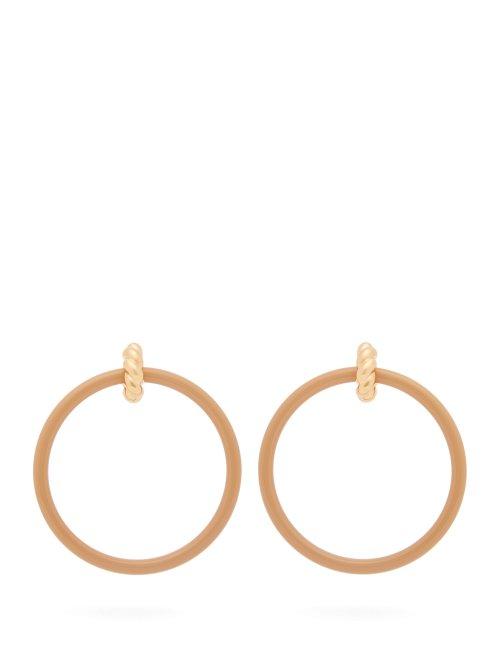 Matchesfashion.com Balenciaga - Marble Effect Hoop Earrings - Womens - Brown