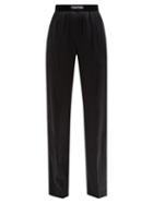 Tom Ford - Logo-waistband Silk-blend Trousers - Womens - Black