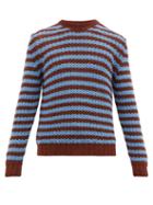 Matchesfashion.com Prada - Striped Alpaca Sweater - Mens - Brown