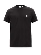 Mens Rtw Burberry - Embroidered Monogram Cotton-jersey T-shirt - Mens - Black