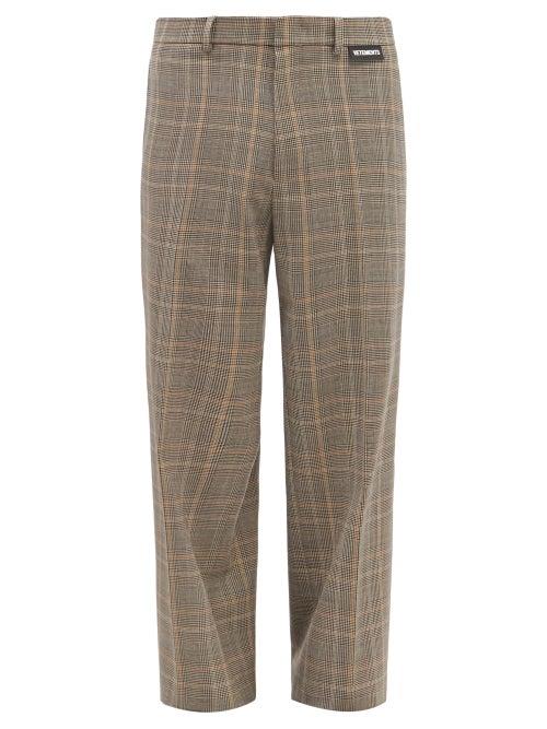 Vetements - Checked Wide-leg Suit Trousers - Mens - Beige