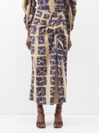 Ulla Johnson - Ember Shibori-dyed Cotton Midi Skirt - Womens - Navy Multi