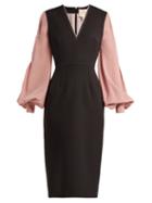 Matchesfashion.com Roksanda - Eryn Crepe Midi Dress - Womens - Black Pink