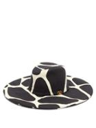 Matchesfashion.com Valentino Garavani - Wide-brim 1966 Giraffe-print Wool Hat - Womens - Black White