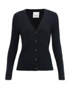 Matchesfashion.com Allude - V-neck Ribbed Cotton-blend Cardigan - Womens - Black