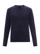 Mens Rtw Polo Ralph Lauren - Roving Cable-knit Cotton Sweater - Mens - Navy