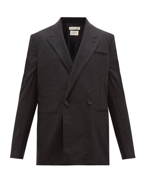 Matchesfashion.com Bottega Veneta - Wool-gabardine Double-breasted Suit Jacket - Mens - Grey