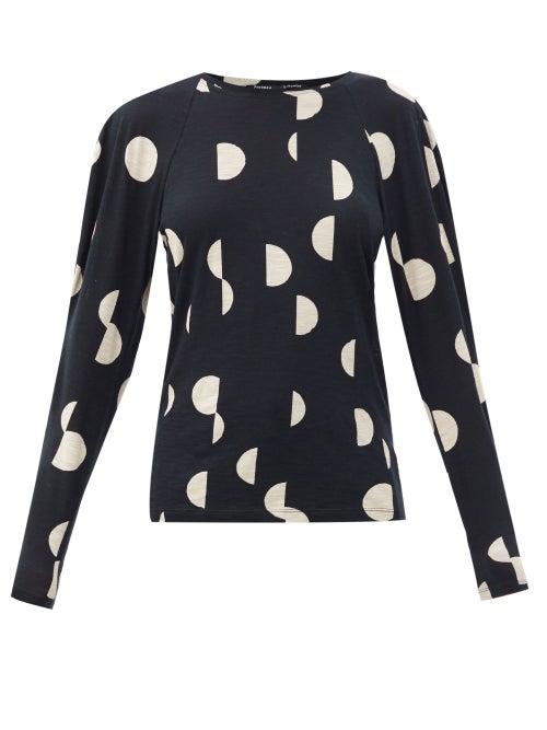 Matchesfashion.com Proenza Schouler - Polka-dot Cotton-jersey Long-sleeved T-shirt - Womens - Black Multi