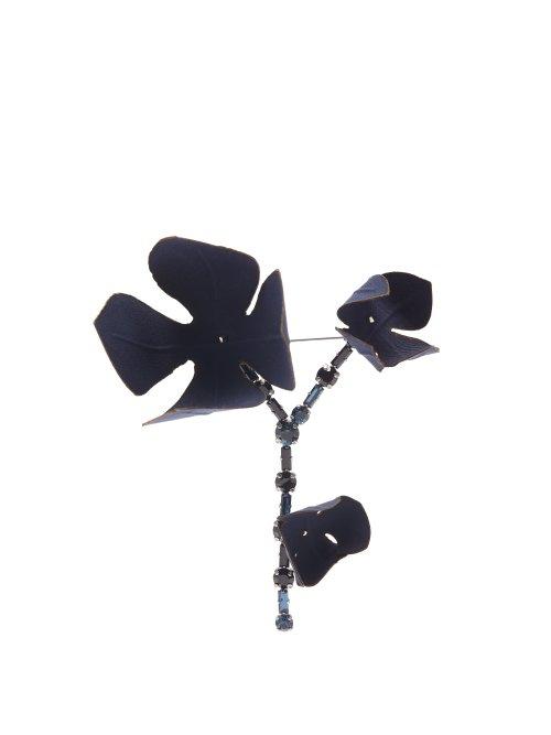 Matchesfashion.com Marni - Flower And Crystal Embellished Brooch - Womens - Blue