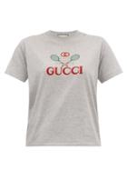 Matchesfashion.com Gucci - Tennis Logo Embroidered Cotton Jersey T Shirt - Womens - Grey Multi