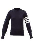 Thom Browne - Four-bar Cotton-knit Sweater - Womens - Navy