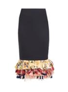 Matchesfashion.com Marine Serre - Tailored Fishtail Upcycled Midi Skirt - Womens - Navy Multi