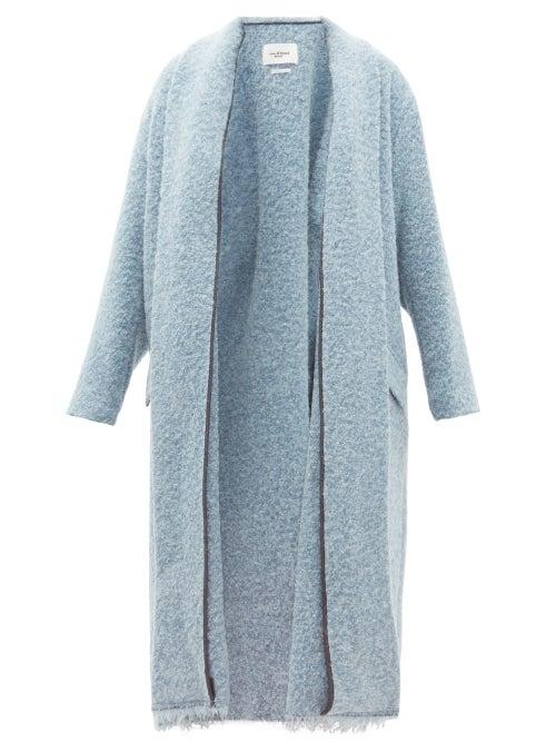 Matchesfashion.com Isabel Marant Toile - Faby Raw Hem Boucl Coat - Womens - Light Blue