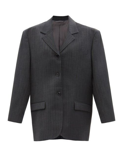 Acne Studios - Double-breasted Pinstriped Wool-blend Jacket - Womens - Dark Grey