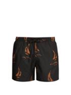 Matchesfashion.com Commas - Sailboat Print Swim Shorts - Mens - Black Multi