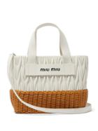 Miu Miu Matelass-quilted Leather And Wicker Tote Bag