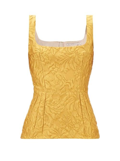 Emilia Wickstead - Sasha Floral-cloqu Top - Womens - Gold