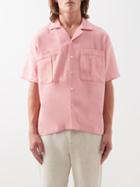 Marrakshi Life - Short-sleeve Cuban-collar Cotton Shirt - Mens - Pink