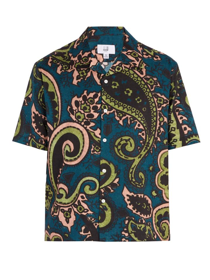 Dunhill Paisley-print Short-sleeved Cotton Shirt