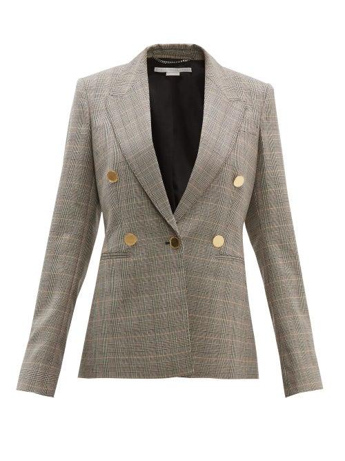 Matchesfashion.com Stella Mccartney - Prince Of Wales Check Single Breasted Wool Jacket - Womens - Black Multi