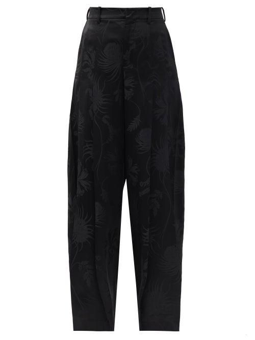 Matchesfashion.com Jw Anderson - High-rise Floral-jacquard Wide-leg Trousers - Womens - Black