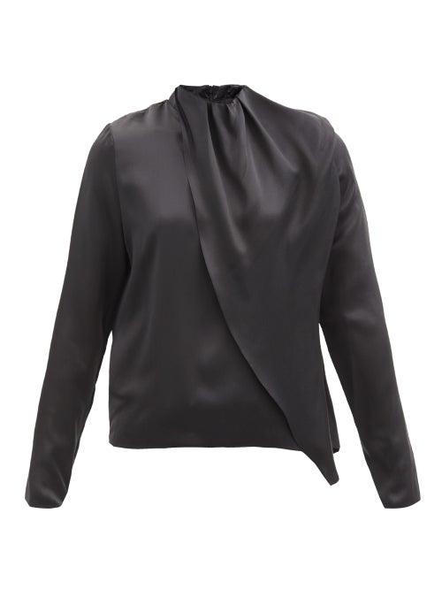 Matchesfashion.com Dodo Bar Or - Berna Draped Silk-satin Blouse - Womens - Black