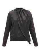 Matchesfashion.com Dodo Bar Or - Berna Draped Silk-satin Blouse - Womens - Black