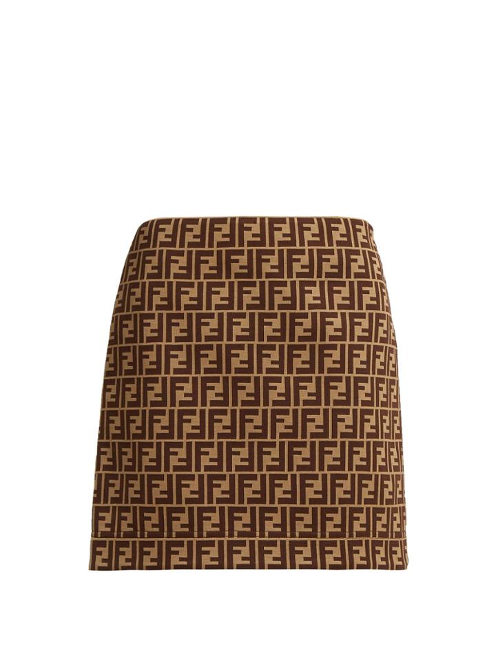 Fendi Ff Intarsia-knit Cotton-blend Mini Skirt