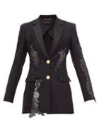Matchesfashion.com Versace - Lace Insert Satin Backed Crpe Blazer - Womens - Black