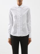 Saint Laurent - Ruffled-front Poplin Shirt - Womens - White