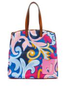 Matchesfashion.com La Doublej - Big Mama Leaves-print Canvas Tote Bag - Womens - Blue Multi