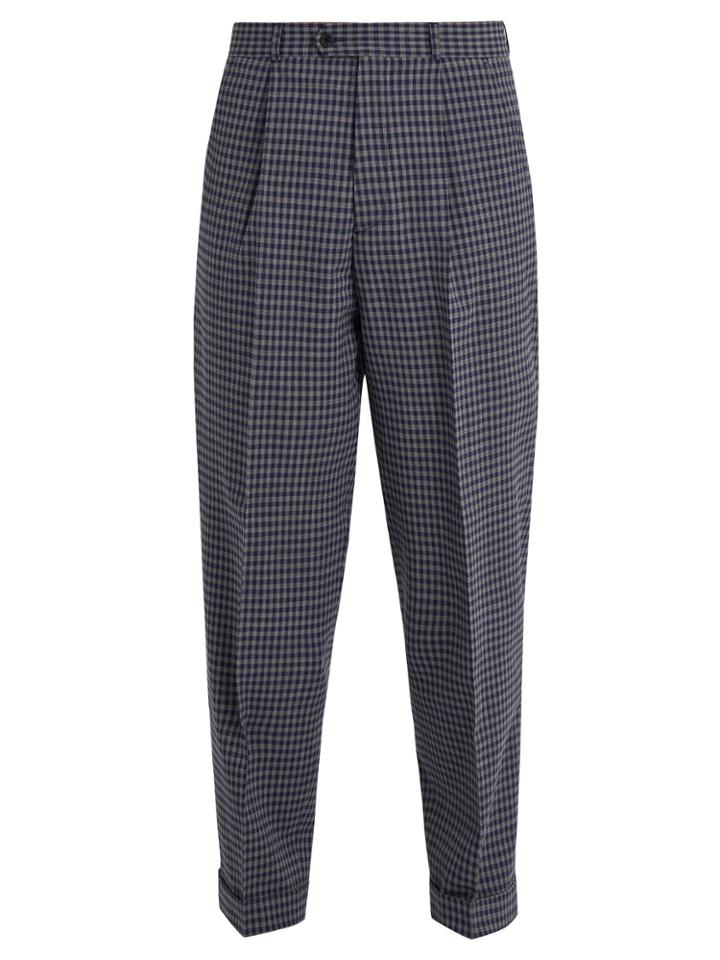 Éditions M.r Pleat-front Tapered-leg Gingham Trousers