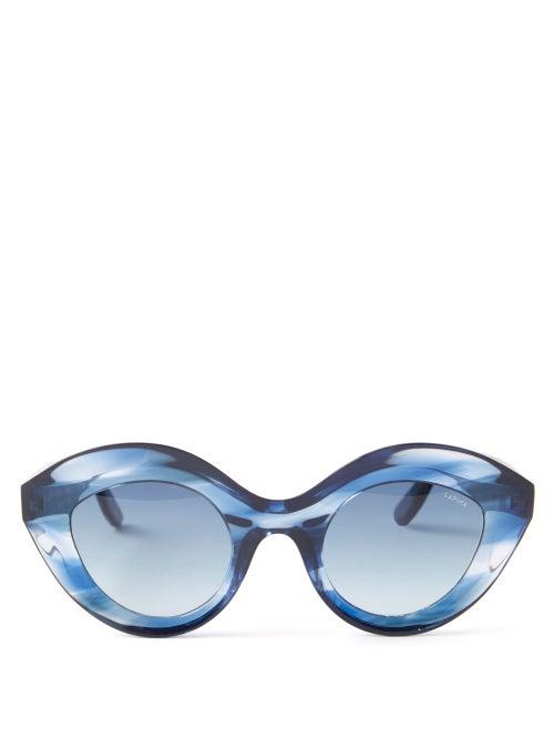 Lapima - Nina Oversized Cat-eye Acetate Sunglasses - Womens - Blue