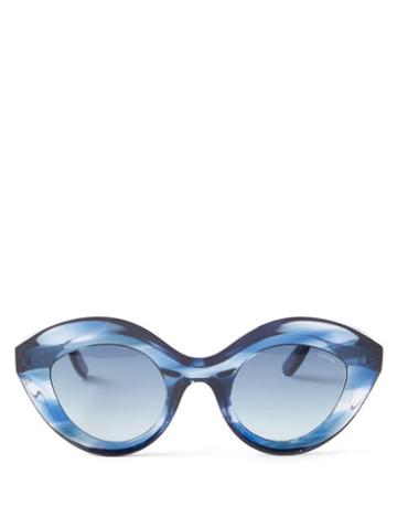 Lapima - Nina Oversized Cat-eye Acetate Sunglasses - Womens - Blue