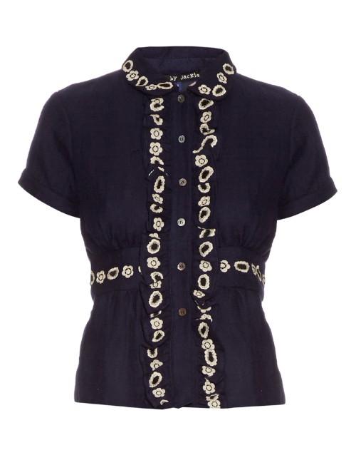 Jupe By Jackie Aragall Embroidered Wool Blouse